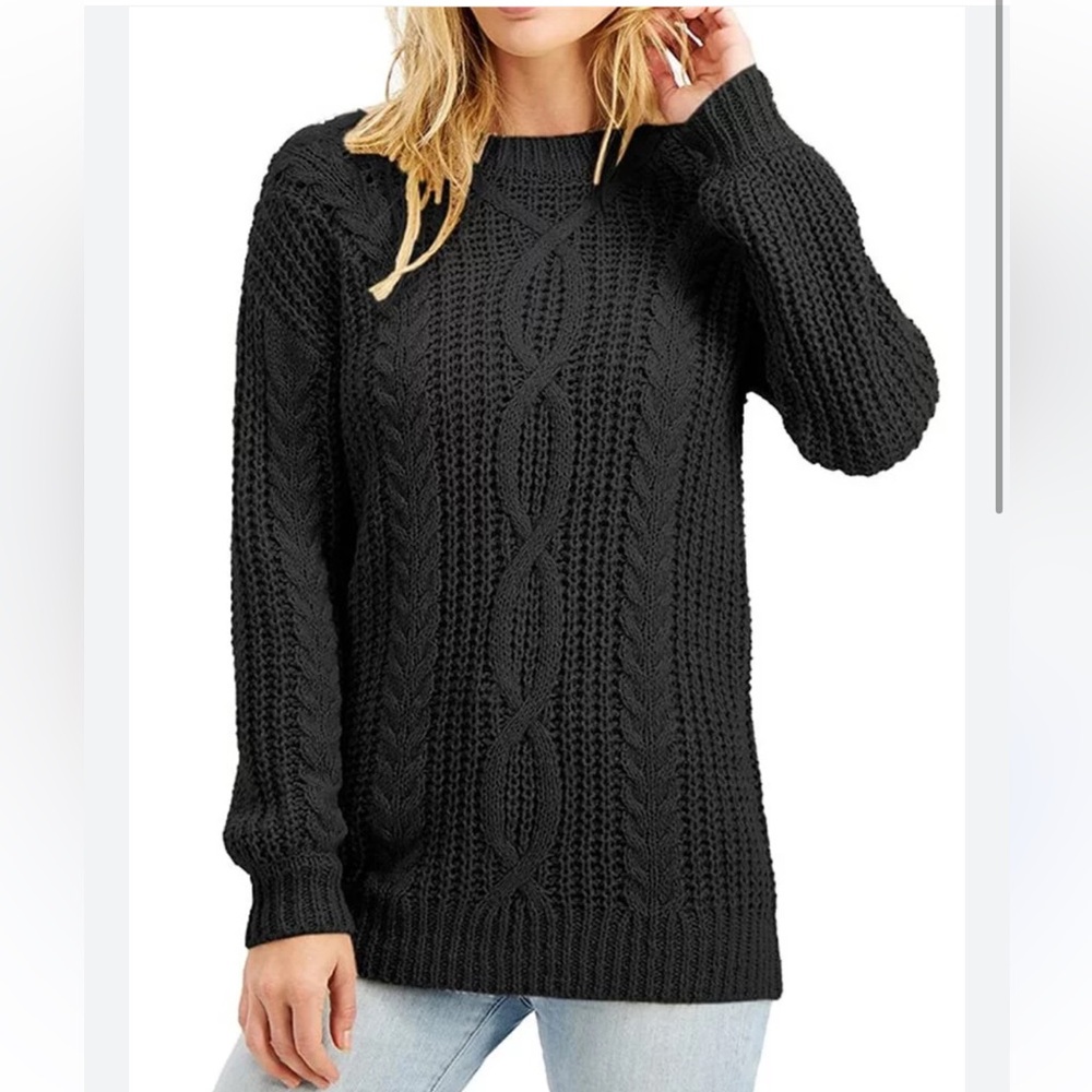 EXPRESS GRAY CABLE KNIT OVERSIZED CREWNECK SWEATER